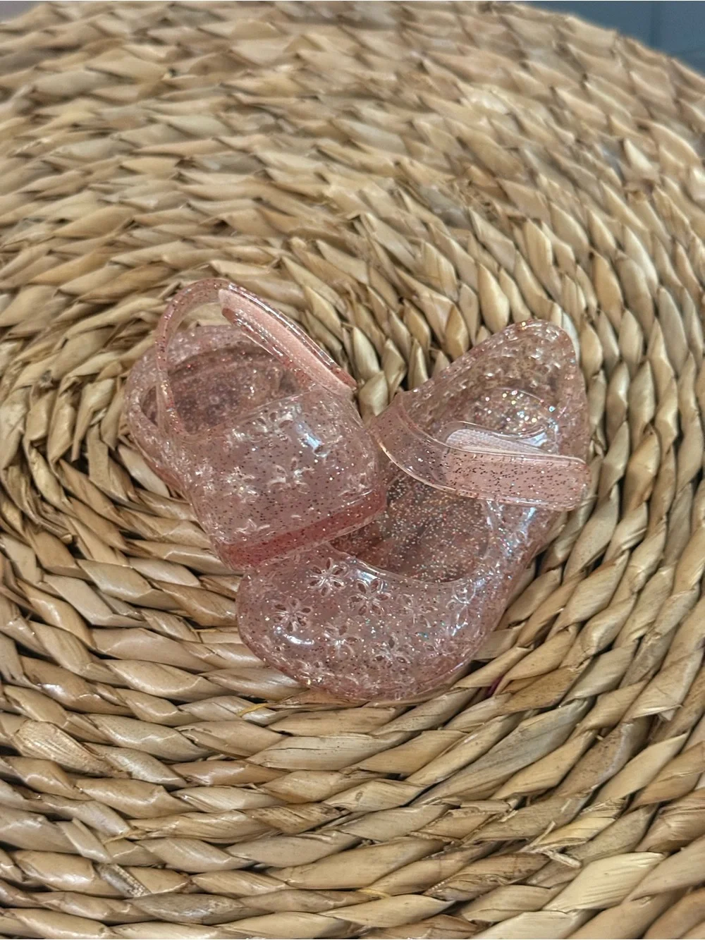 Old Navy Rose Gold Glitter Jelly Mary Jane Sandals for Kids